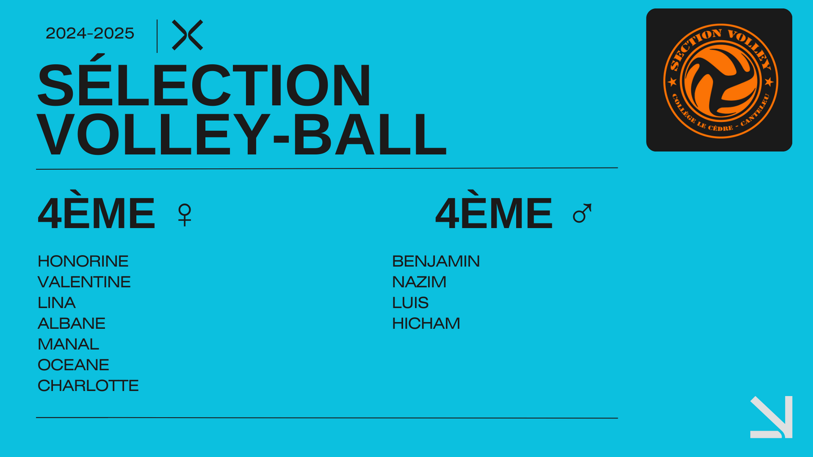 Sélection Section Sportive Volley-ball 2024 2025